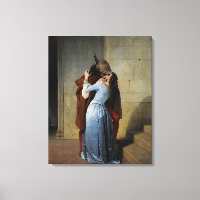 The Kiss (av Francesco Hayez) Canvastryck (Framsida)