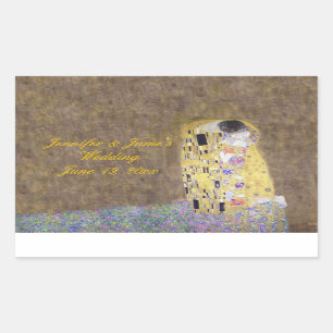 "The Kiss" av Gustav Klimt Personlig Bröllop Rektangulärt Klistermärke