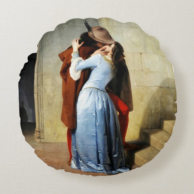 The Kiss - Francesco Hayez Il Bacio  Rund Kudde (Framsidan)