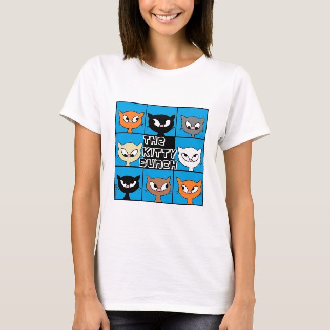 The Kitty Bunch Söt Katt Älskare T Shirt (Framsida)