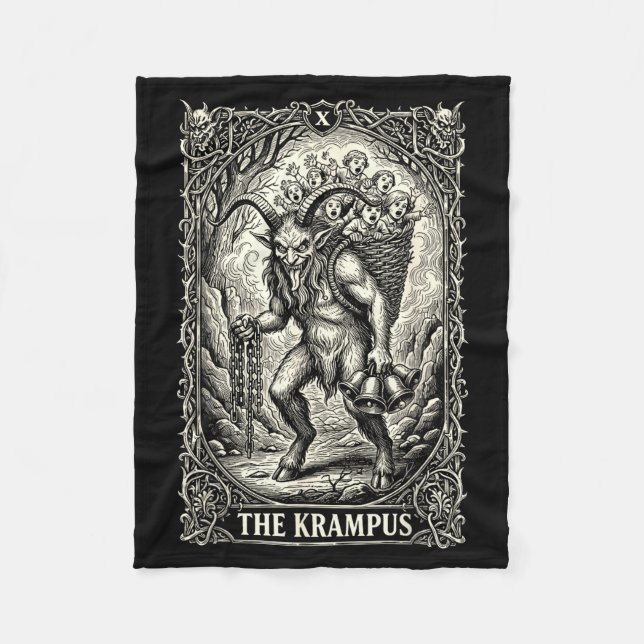 The Krampus Tarot Card Goth Witchy Black Pajamas C Fleecefilt (Framsidan)