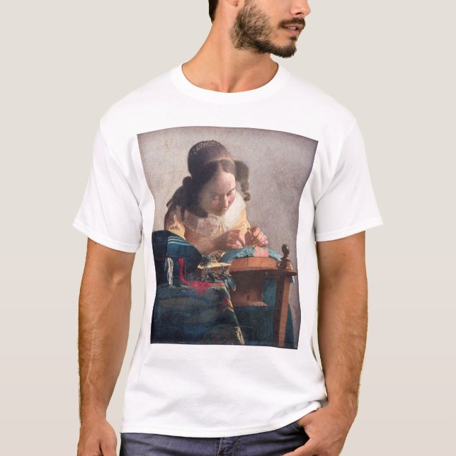The Lacemaker, Johannes Vermeer, 1669-1670 T Shirt (Framsida)