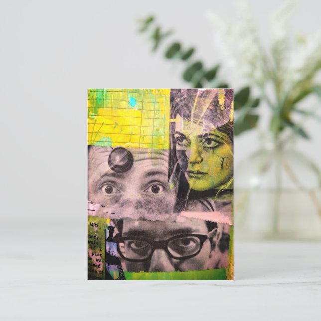 The Lady and the Doctors Mixed Media Collage Vykort (Stående Fram)