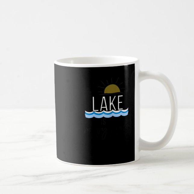 The Lake Is My Happy Place Boating Gift  Kaffemugg (Höger)