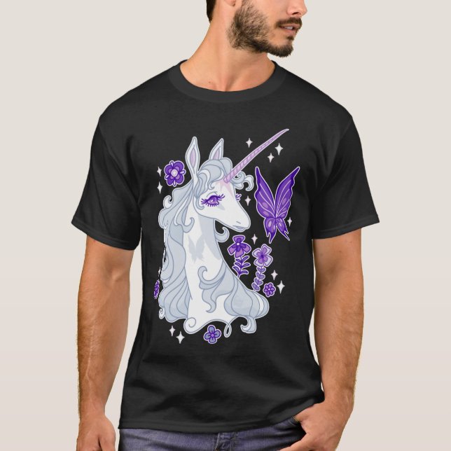 The Last Unicorn Portrait Butterfly Whispers T Shirt (Framsida)
