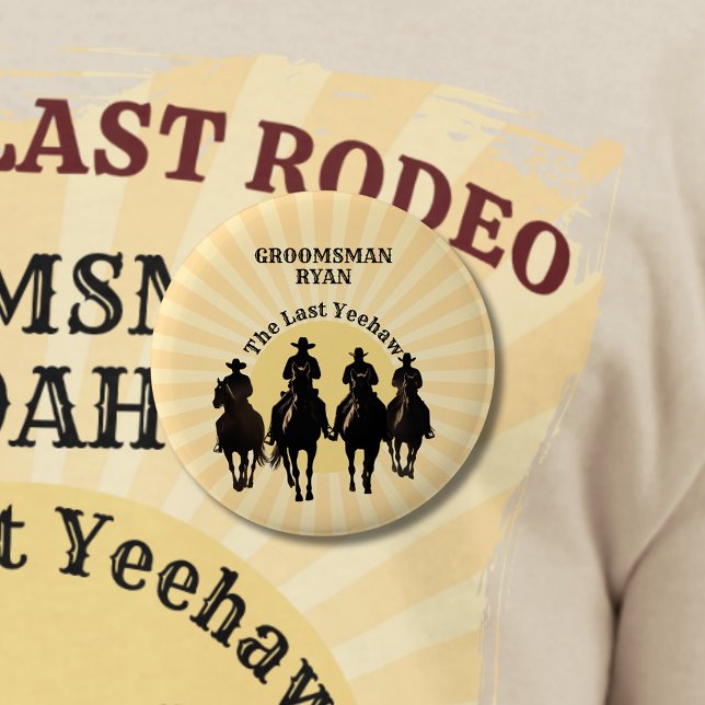The Last Yeehaw Cowboy Sunset  Bröllesman Sjungmöh Knapp (The Last Yeehaw Cowboy Sunset Groomsman Bachelor Button)