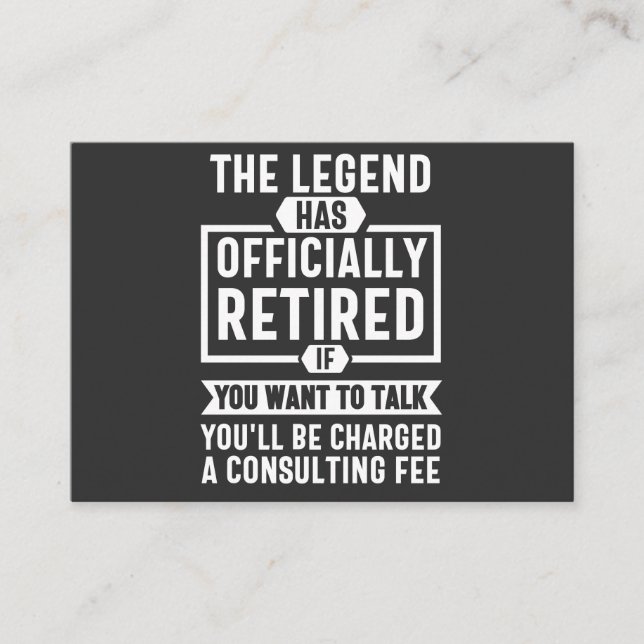 the legend Has Officially Retired Visitkort (Framsida)