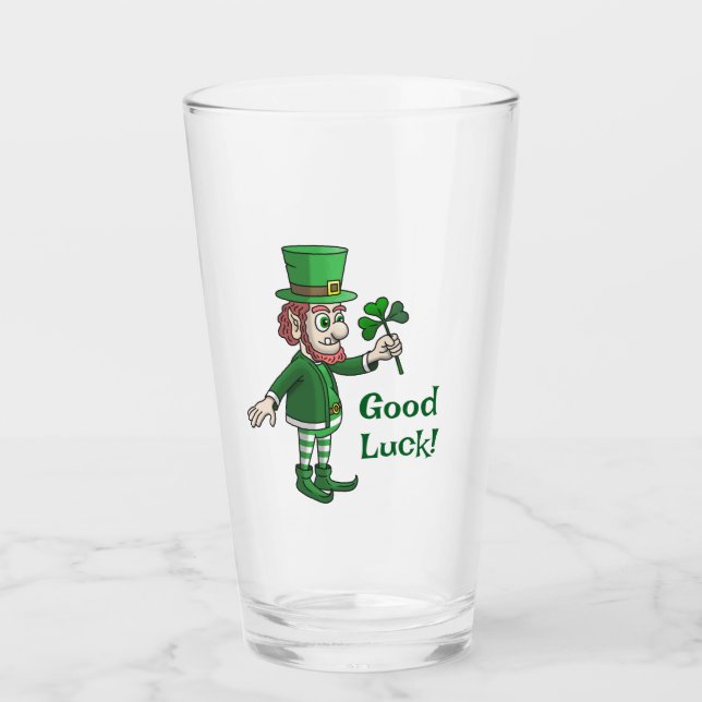 The Leprechaun with a shamrock Glaskopp (Framsida)