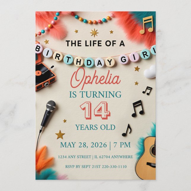 The Life of a Birthday Girl Showgirl Birthday Inbjudningar (Framsida)