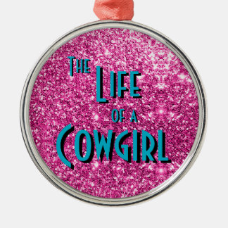 The Life of a Cowgirl - Rosa Glitterversion Julgransprydnad Metall