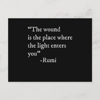 The Light Enters Rumi Quote Print Vykort