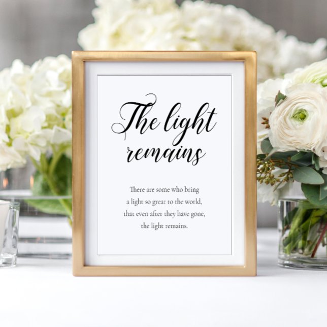 The Light Remains Modern Memorial Wedding Poster (Skapare uppladdad)