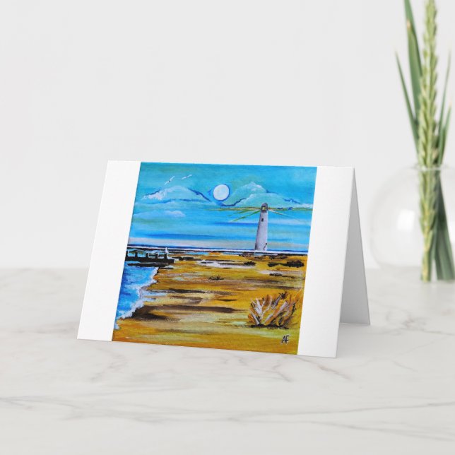 The Lighthouse on the Beach Painting by Alfred Fox Kort (Framsida)