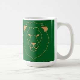 The Lion's Gaze: Golden Contour Kaffemugg