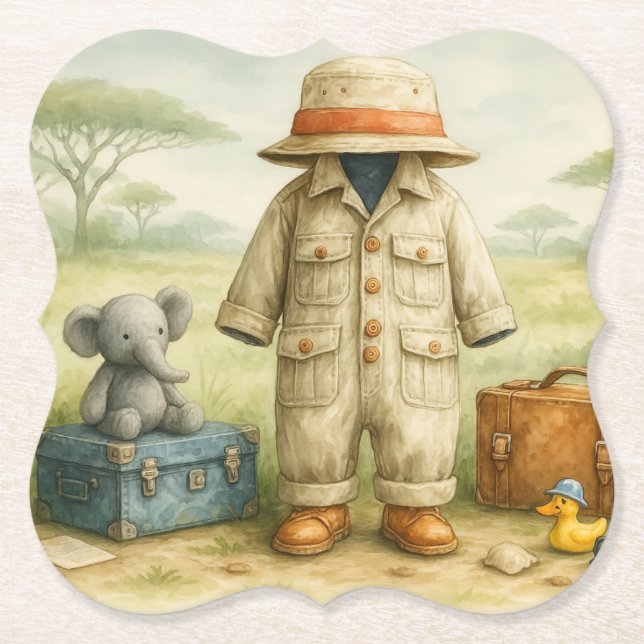 The Little Explorer | Safari Adventure Baby Shower Underlägg Papper (Framsida)