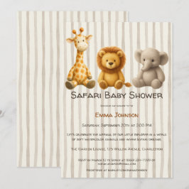The Little Explorer | Safari Friends Baby Shower Inbjudningar