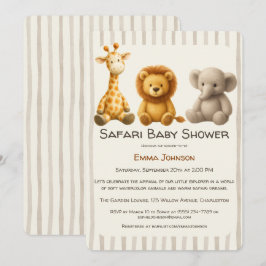The Little Explorer | Safari Friends Baby Shower Inbjudningar
