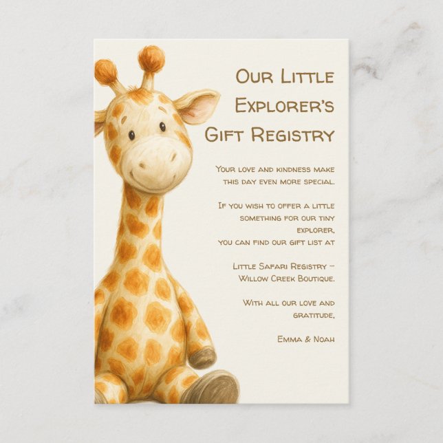 The Little Explorer | Safari Friends Baby Shower Tilläggskort (Framsida)