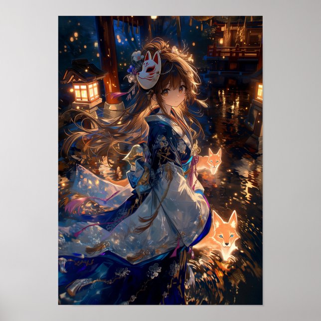 The Little Kitsune Goddess of the Sacred Blue Poster (Framsidan)