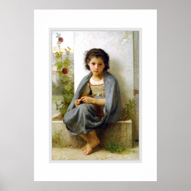 The Little Knitter 1882, Bouguereau Poster (Framsidan)