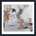 The Little People - collage art Poster<br><div class="desc">Using different art calendars,  I created this whimsical scenario of a Japanese lady encountering the Fae/Faeries while on a walk.</div>