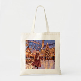 The Little Travel Girl Tallinn juldukduk på canvas Tygkasse