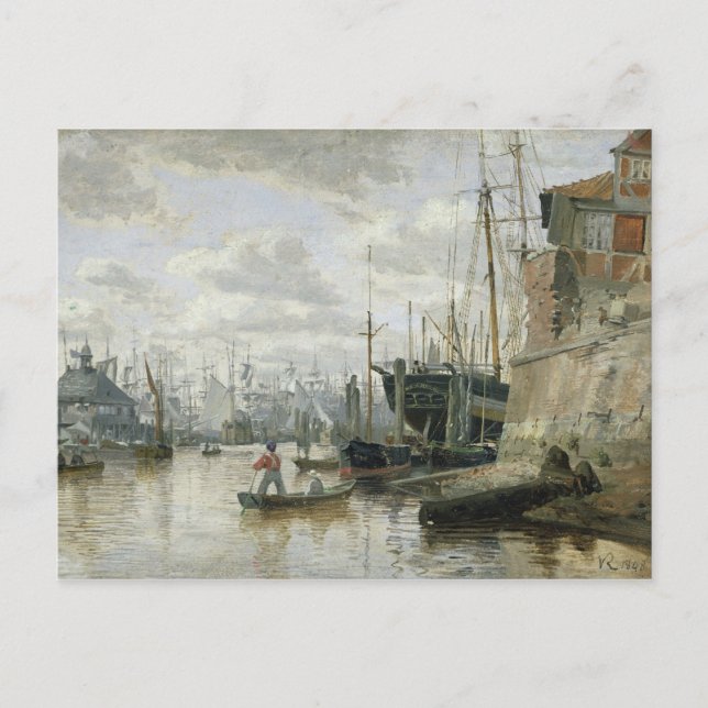 The Log Cabin at Hamburg Harbour, 1848 Vykort (Framsida)