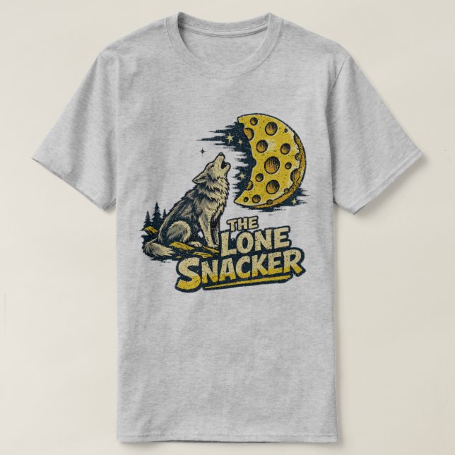 The Lone Snacker Funny Howling Fox Moon Graphic T Shirt (Design framsida)