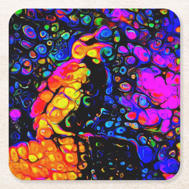 The Lonely Bird 4:  Flytande konststil  Underlägg Papper Kvadrat (Framsidan)