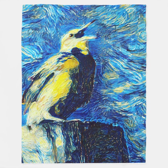 The Lonely Bird VanGogh Stil Fleecefilt (Framsidan)