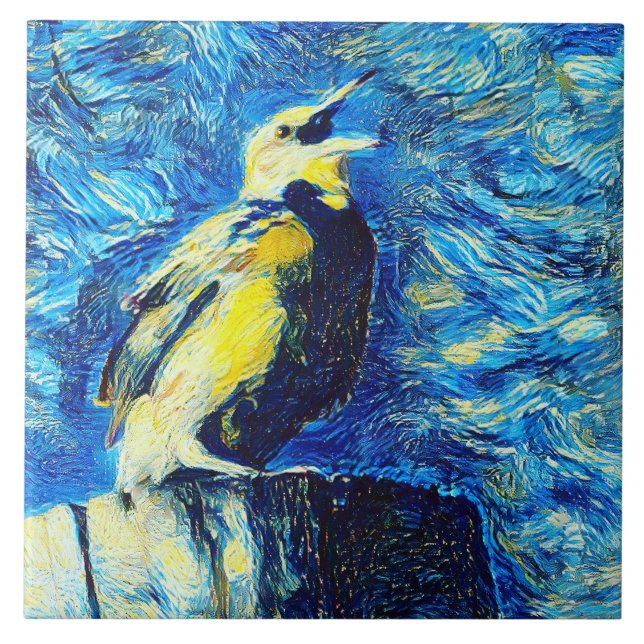 The Lonely Bird VanGogh Stil Kakelplatta (Framsidan)