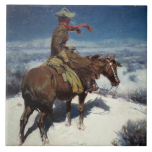 “The Lonely Vigil” av W Herbert Dunton Kakelplatta