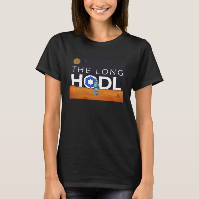 The Long Hodl, Chainlink To The Moon Crypto Item B T Shirt (Framsida)