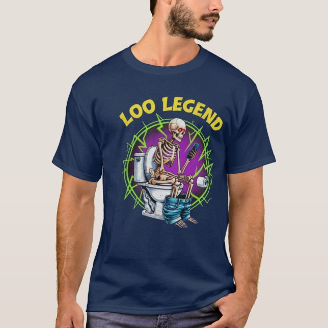 The Loo Legend Skeleton on Toilet Graphic T Shirt (Framsida)