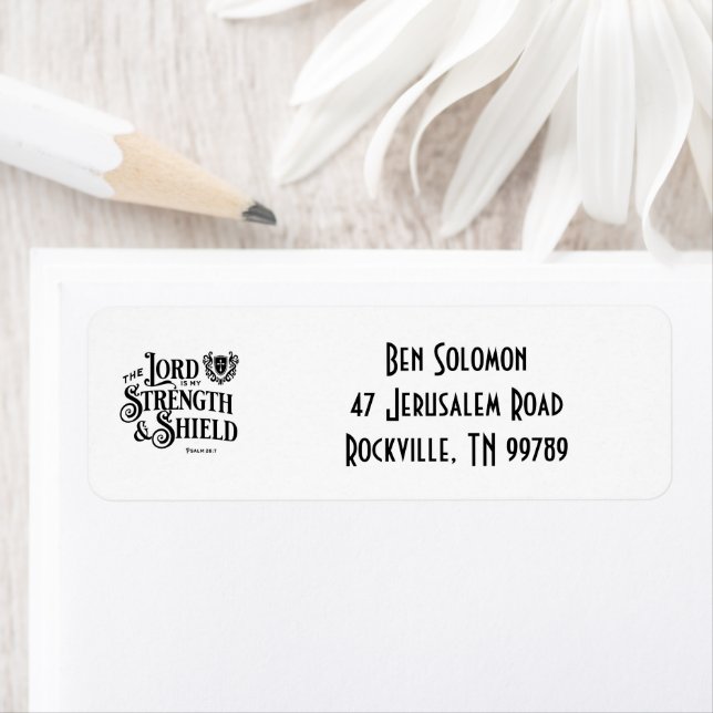 The Lord is My Strength Scripture Address Labels Returadress Etikett (Insitu)