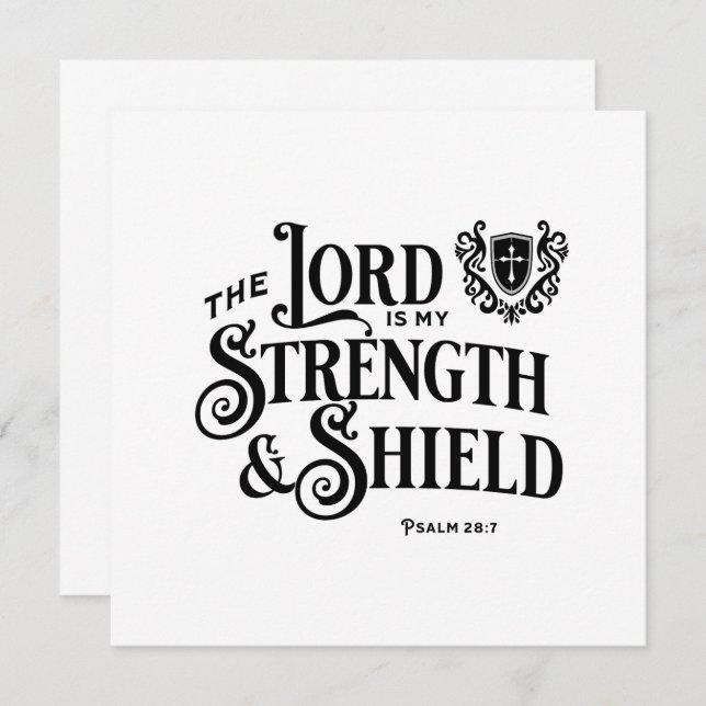 The Lord is My Strength Scripture Flat Note Card (Fram/baksida)