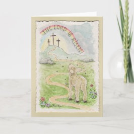 The Lord Is Risen Easter Card with Lamb Kort