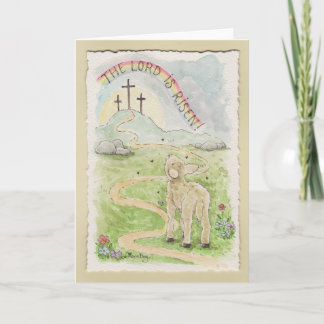 The Lord Is Risen Easter Card with Lamb Kort
