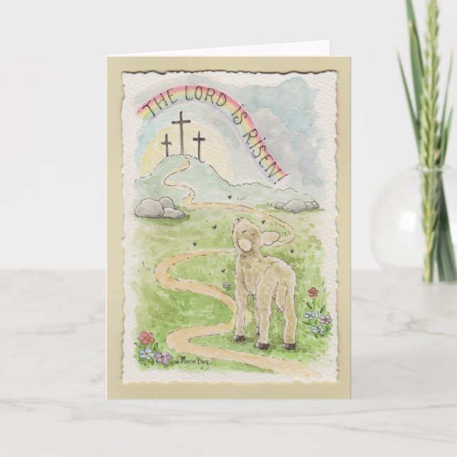 The Lord Is Risen Easter Card with Lamb Kort (Framsida)