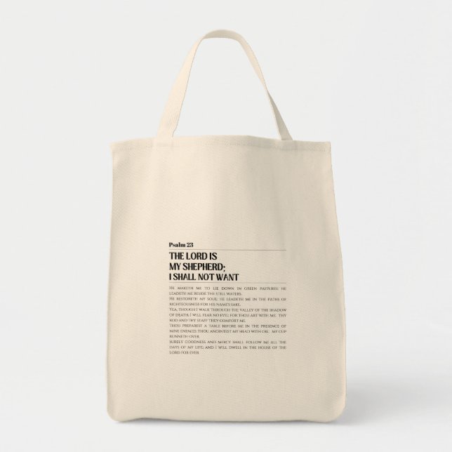 The Lord My Shepherd Psalm 23 Grocery Bag Tygkasse (Framsidan)