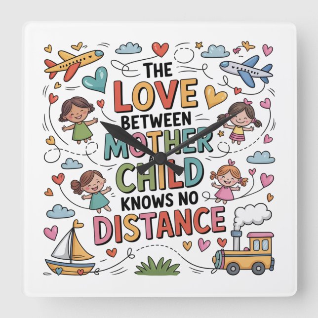 The Love Between Mother And Child Fyrkantig Klocka (Framsida)