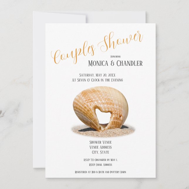 The Love Heart Shell, Parinvitation för bröllopsfe Inbjudningar (Framsida)