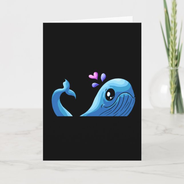 The Love Whale | Spout Heart Valentine Kort (Framsida)