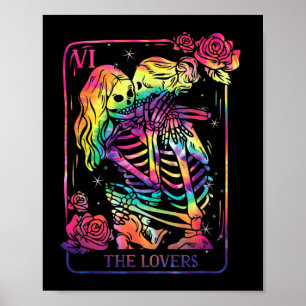 The Lovers Tarot Card Goth Tie Dye Kyssande Lesbis Poster