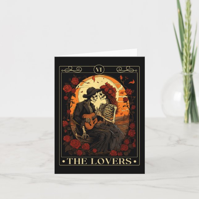 The Lovers Tarotkort Skelett Alla Hjärtans Dag Got Kort (Framsida)