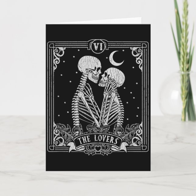 The Lovers Tarotkort Skelett Alla Hjärtans Dag Hal Kort (Framsida)