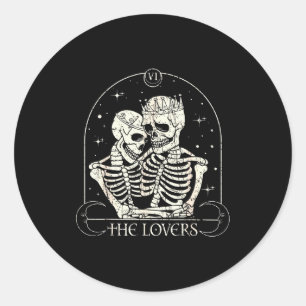 The Lovers Tarotkort Skelett Alla Hjärtans Dag Hal Runt Klistermärke