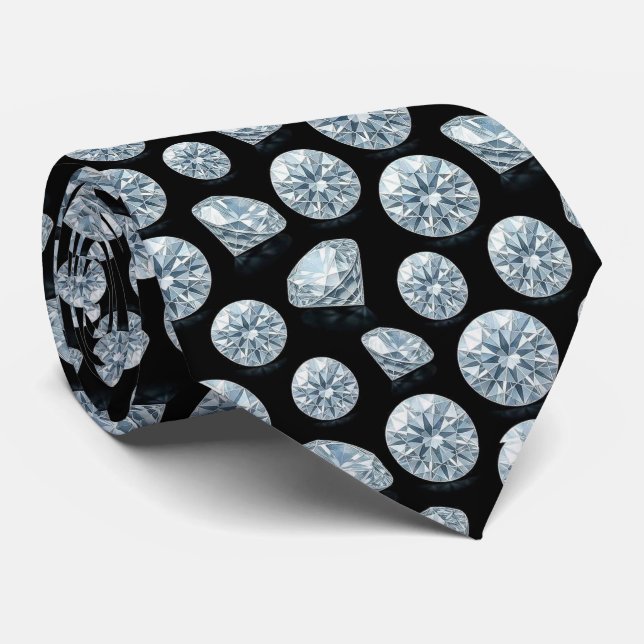 The Luxury Man | Formell svart slips med diamant h (Rullad)