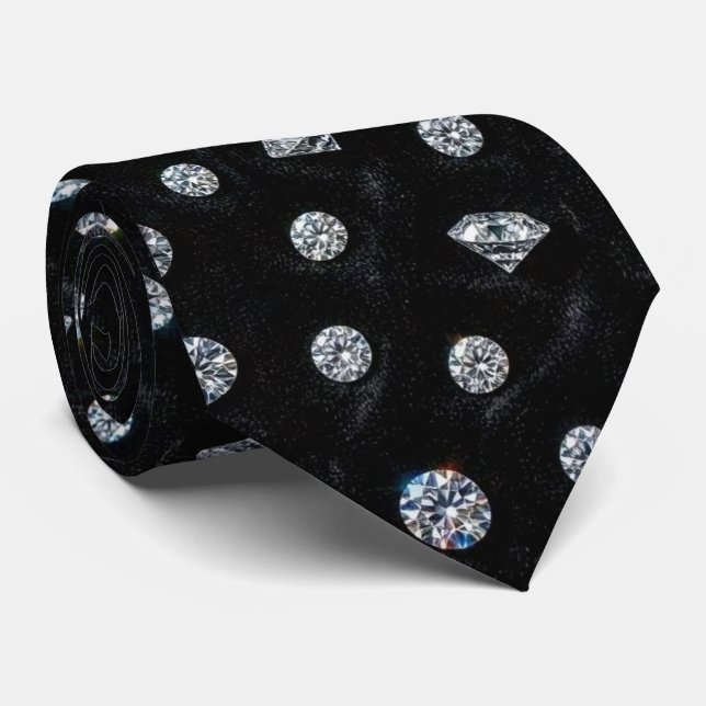The Luxury Man | Formell svart slips med diamant h (Rullad)