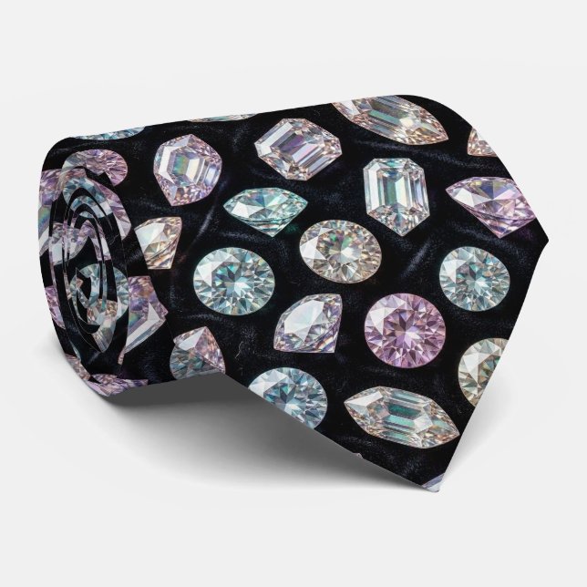 The Luxury Man | Formell svart slips med diamant h (Rullad)